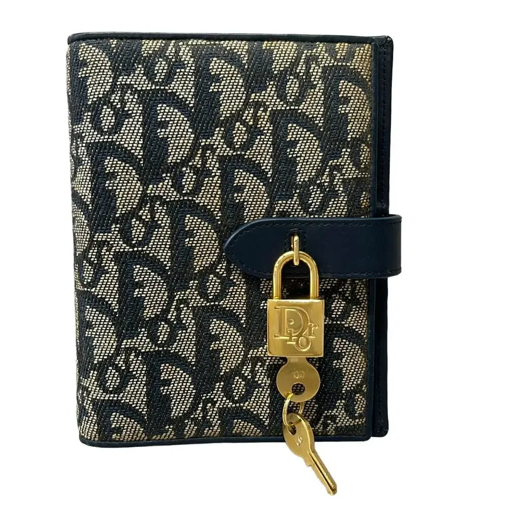 Christian Dior Logogram Agenda Navy Dark Navy Beige Jacquard Leather